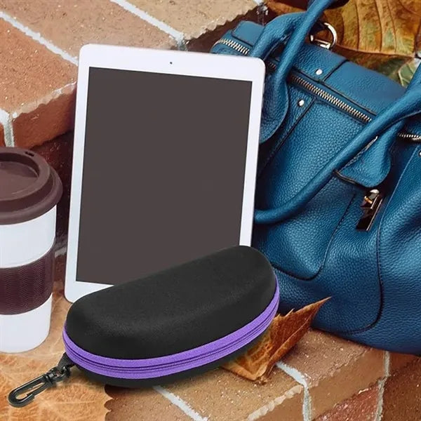 Portable Travel Zipper Sunglasses Case with Hook