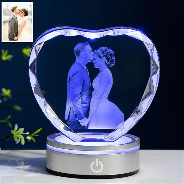 Gem Cut Heart Shape Crystal Award