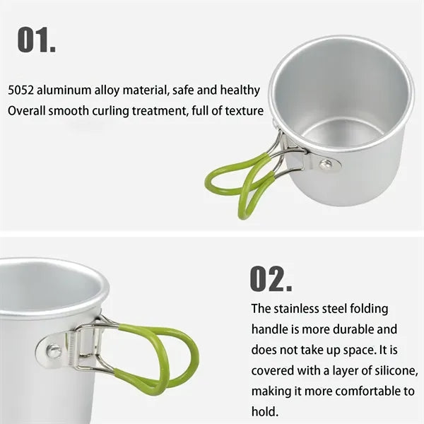 5oz Collapsible Handle Outdoor Aluminum Camping Mug
