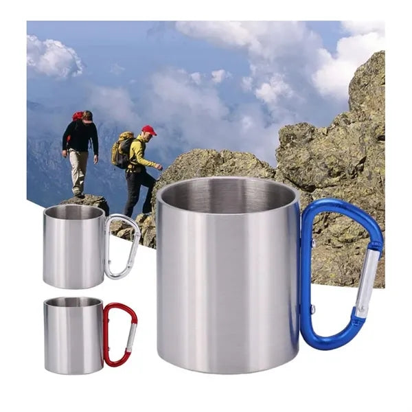 10 oz Stainless Steel Coffee Mugs Custom Logo & Carabiner