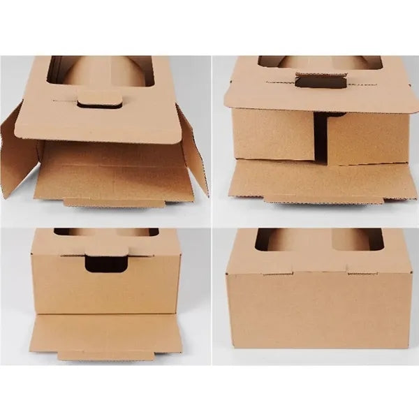 Kraft Paper Box Carrier Wine Bag For Two Bottles