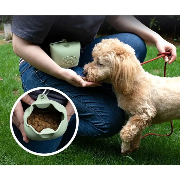 Silicone Dog Treat Pouch With Belt Clip And Carabiner