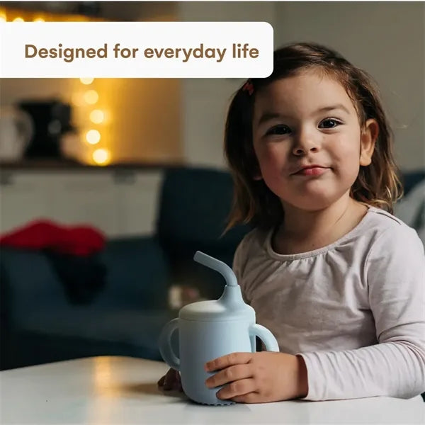 Silicone Drinking Training Cup with Handles and Straw