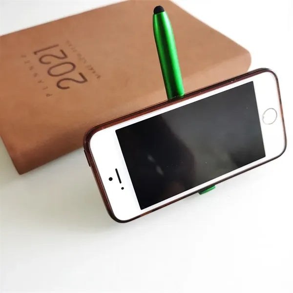 Logo Stylus Pen Holder Phone Stand LED Flashlight