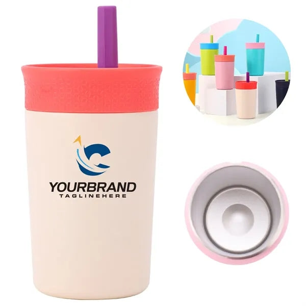 12oz Coffee Cup Mug Stainless Steel Insulation With Straw