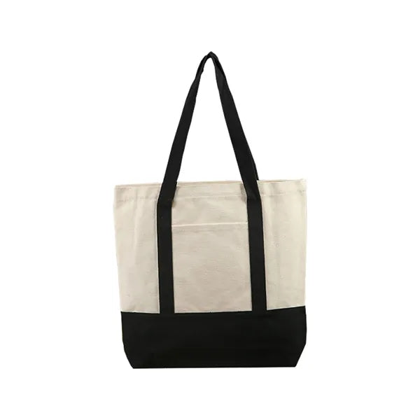12oz Canvas Zipper Tote Bag with Inner and Front Pockets