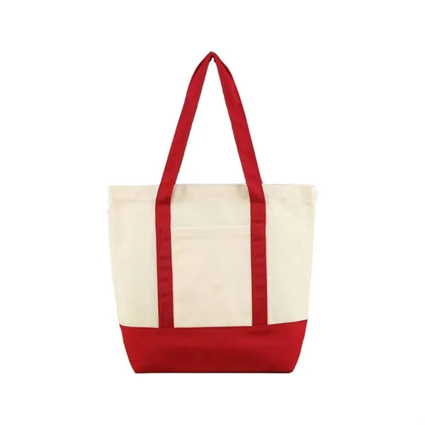 12oz Canvas Zipper Tote Bag with Inner and Front Pockets