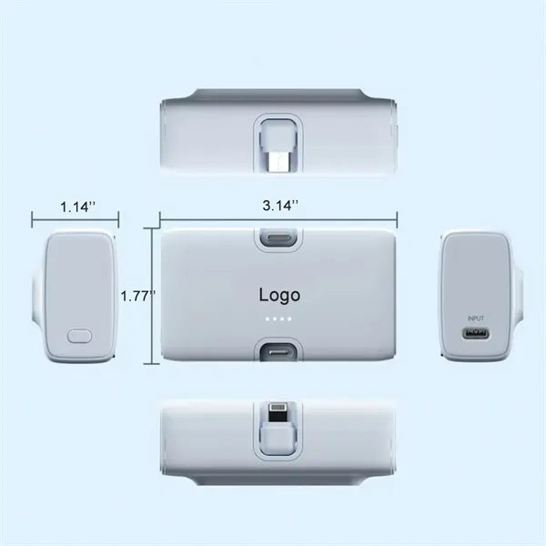 5000mAh Capsule Power Bank with 2 Built-in Connector