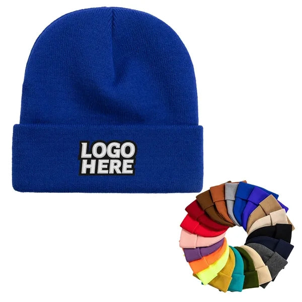 Knitted Beanie with Embroidery Patch