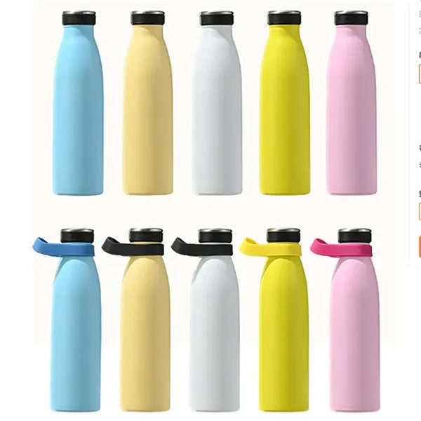 17oz Milk Insulated Water Bottle Coffee with Silicone Handle