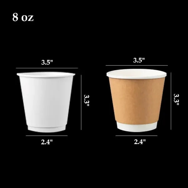 Printed Double-Wall Kraft Coffee Cup with Lid