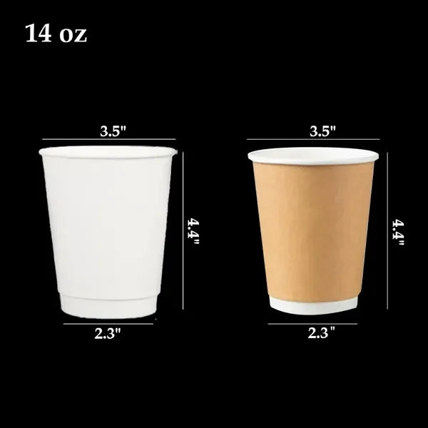 Printed Double-Wall Kraft Coffee Cup with Lid