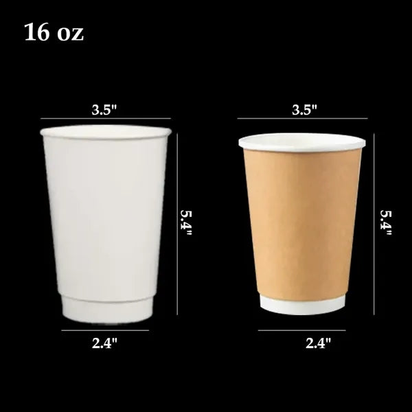 Printed Double-Wall Kraft Coffee Cup with Lid