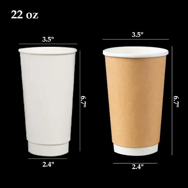 Printed Double-Wall Kraft Coffee Cup with Lid