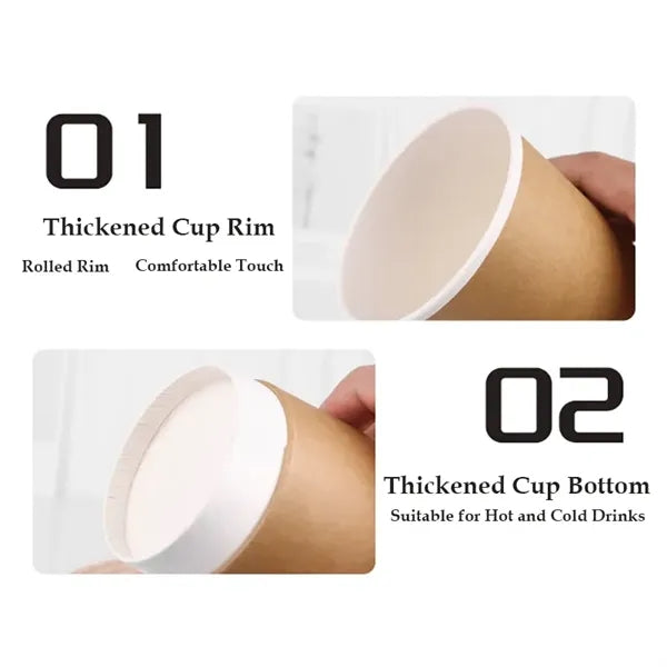 Printed Double-Wall Kraft Coffee Cup with Lid