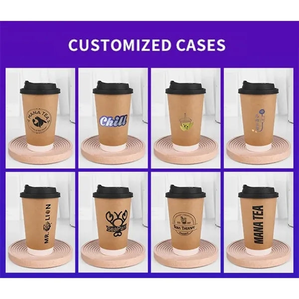 Printed Double-Wall Kraft Coffee Cup with Lid