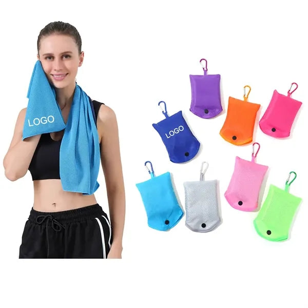 Portable Cooling Towels Set With Carabiner and Packing Pouch