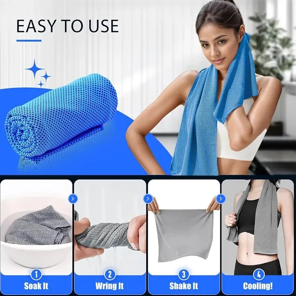 Portable Cooling Towels Set With Carabiner and Packing Pouch