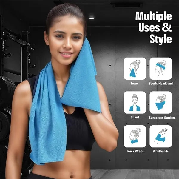 Portable Cooling Towels Set With Carabiner and Packing Pouch