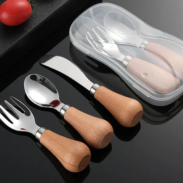 Stainless Steel Cutlery Set with Wooden Handle & Case