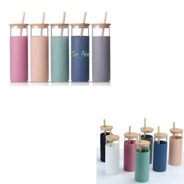 17oz Glass Tumbler with Straw and Lid