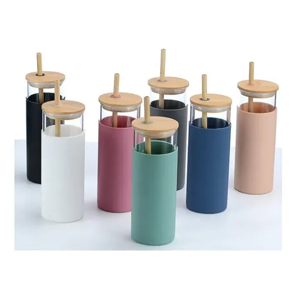 17oz Glass Tumbler with Straw and Lid