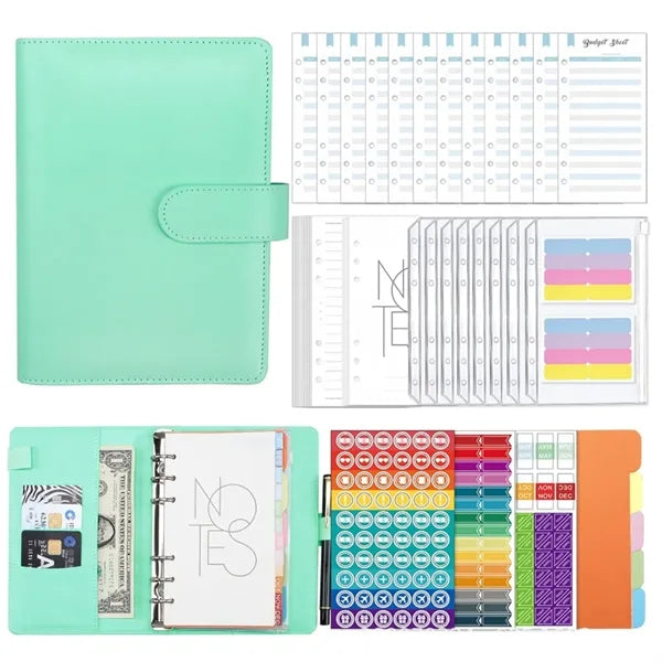 A6 PU Leather 6-Ring Binder Planner with Snap Closure