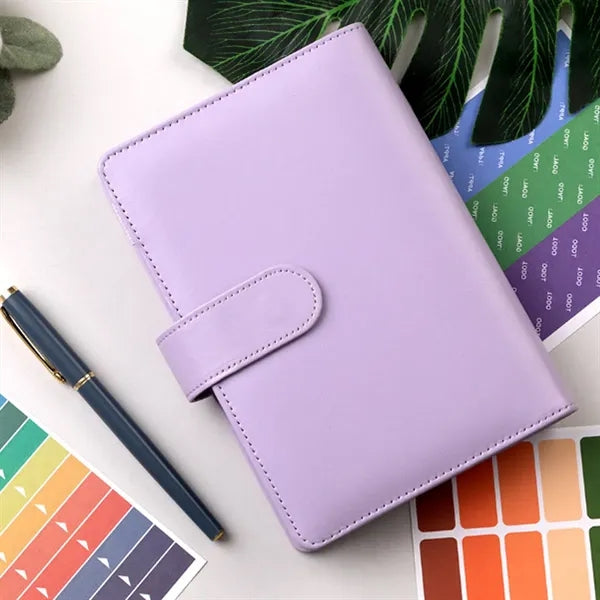 A6 PU Leather 6-Ring Binder Planner with Snap Closure