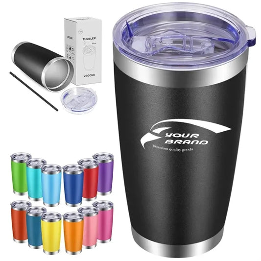 20oz. Insulated Stainless Steel Tumbler With Lid And Straw