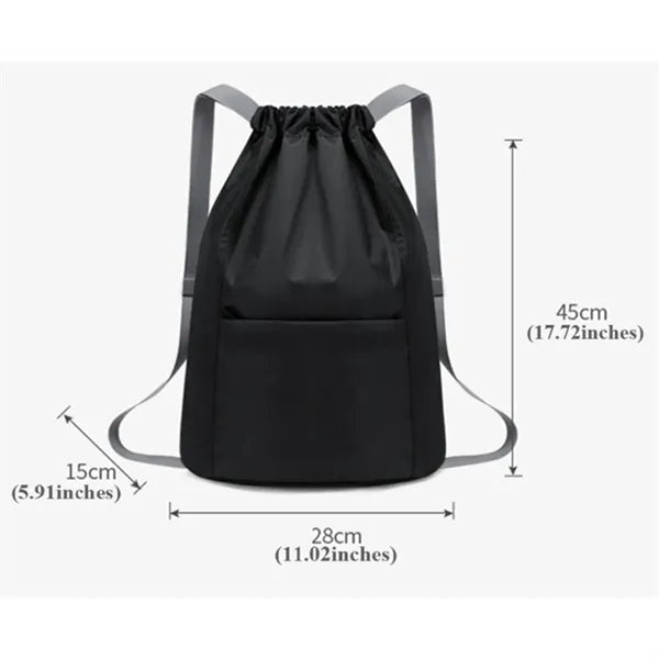 Lightweight Drawstring Backpack With Front Pocket For Sports