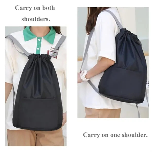 Lightweight Drawstring Backpack With Front Pocket For Sports