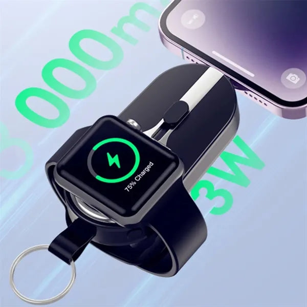 Mini Keycha in Power Bank With Watch Charger And Retractable