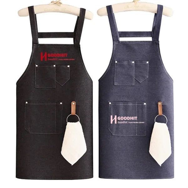 Unisex Denim Apron with 3 Pockets for Work Cooking