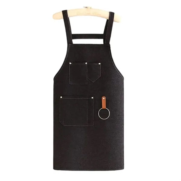 Unisex Denim Apron with 3 Pockets for Work Cooking