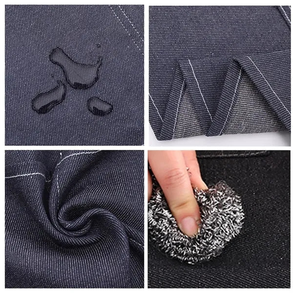 Unisex Denim Apron with 3 Pockets for Work Cooking