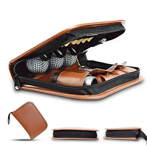 All in 1 PU Leather Multi-Compartment Golf Organizer Case