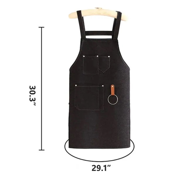 Unisex Denim Apron with 3 Pockets for Work Cooking