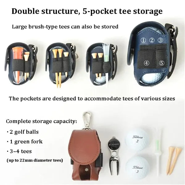 Mini PU Golf Tee Organizer Pouch