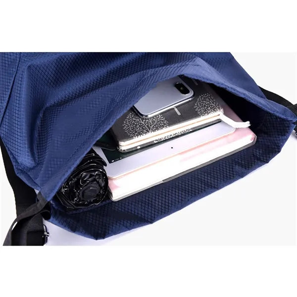 Water Resistant Drawstring Backpack With Pockets For Sports