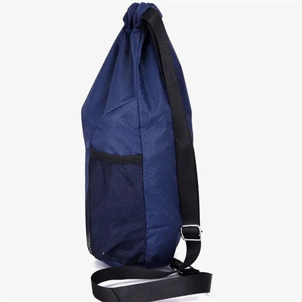 Water Resistant Drawstring Backpack With Pockets For Sports