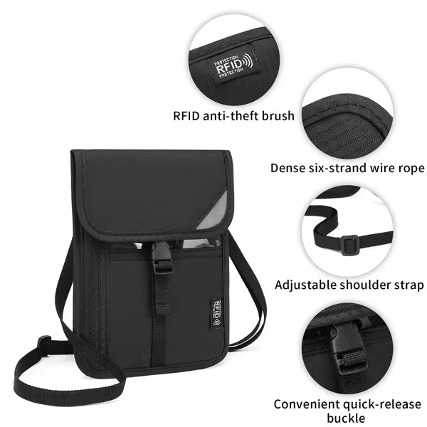Passport Holder Neck Wallet with RFID Blocking