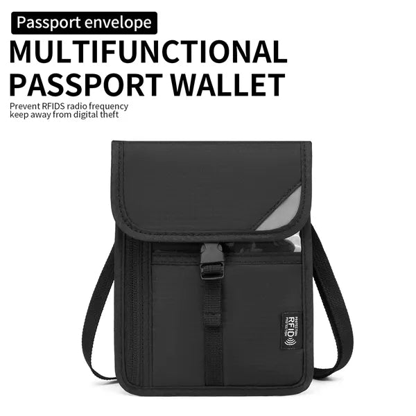 Passport Holder Neck Wallet with RFID Blocking
