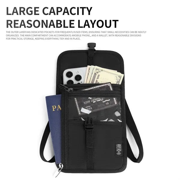 Passport Holder Neck Wallet with RFID Blocking