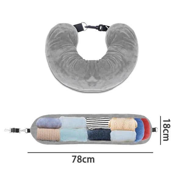 Travel Pillow with Storage Fillable Packing Neck