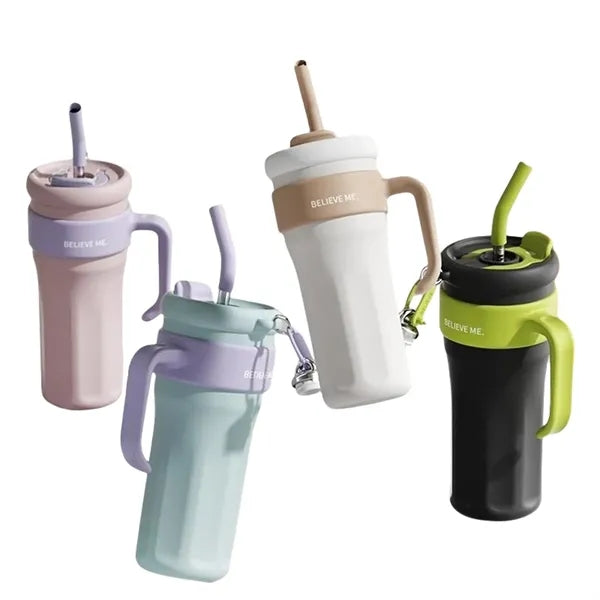 Colorful Color Modern 40 oz Tumbler with Handle and Straw
