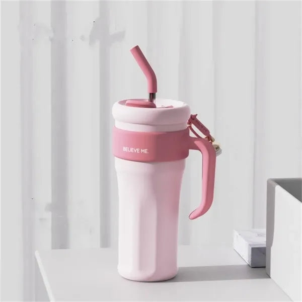 Colorful Color Modern 40 oz Tumbler with Handle and Straw