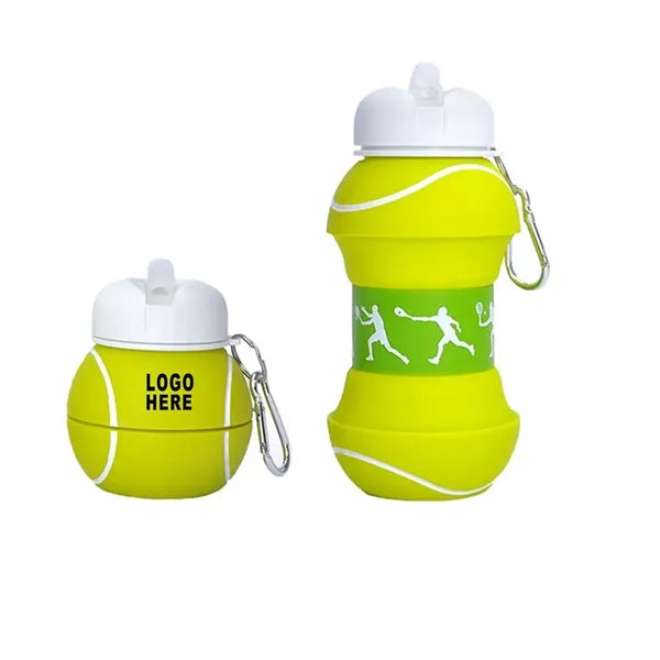 Tennis Ball-Shaped Silicone Collapsible Water Bottle