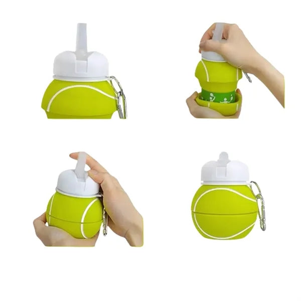 Tennis Ball-Shaped Silicone Collapsible Water Bottle