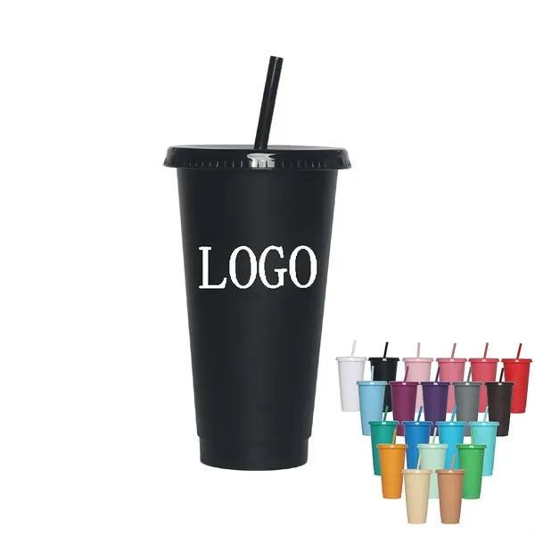 24Oz Covered Straw Drinking Cup