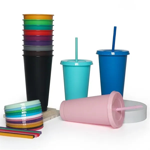 24Oz Covered Straw Drinking Cup